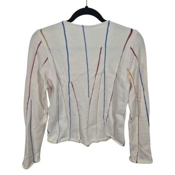 Aventures Des Toiles Womens Cardigan Sweater Size 40 Cotton Crop Art To Wear 10 - Picture 2 of 8